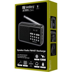 Sandberg Speaker Radio FM+BT Recharge – bærbar højttaler